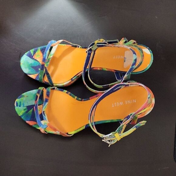 NINE WEST MULTI-COLOR STRAPPY STILETTOS HIGH HEEL SANDAL - Picture 8 of 14